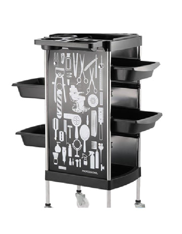 Salon trolley X11-6 Black with Design